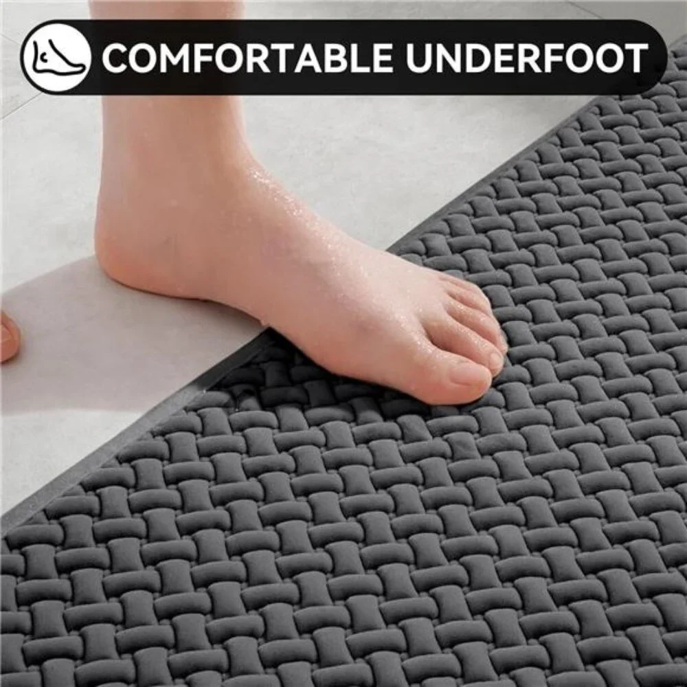 Non Slip Bath Mat Super Absorbent Quick Dry Foam Bathroom Rug Washable 16x24